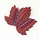 Brooch made of polymer clay - Knitted maple leaf (red), Brooches, Tambov,  Фото №1