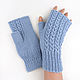 Headband Mittens with braids, Knitted for hair Blue. Headwear Sets. Space Cat Knitting. My Livemaster. Фото №4