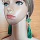 Earrings brush long green emerald glitter. Tassel earrings. elena (luxus-stil). Online shopping on My Livemaster.  Фото №2