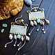 Brass earrings 'Sea Dream' Boho earrings with shells Blue, Earrings, Ulan-Ude,  Фото №1
