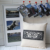 Для дома и интерьера handmade. Livemaster - original item Pillow with hand embroidery Anichkov bridge set of author`s cards. Handmade.