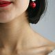Серьги с красным хлопковым жемчугом. Серьги классические. By_Mur jewelry (Alsu Baymuratova). Интернет-магазин Ярмарка Мастеров.  Фото №2