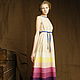 Gown tiered summer long linen beige stripe for summer. Dresses. Voielle. Online shopping on My Livemaster.  Фото №2