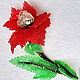 Order Brooch "The Scarlet Flower" Bead with hyalite. Elena Karaseva Bead Exclusive. Livemaster. . Brooches Фото №3
