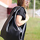 Заказать Рюкзак Мешок Слинг кожаный черный Майка Оверсайз Баул. Bags by Katerina Klestova (kklestova). Ярмарка Мастеров. . Рюкзаки Фото №3