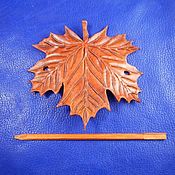 Украшения handmade. Livemaster - original item Leather barrette Maple leaf. Handmade.