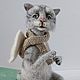  котик с пушистыми крылышками. Кот-ангел. Войлочная игрушка. Татьяна Крюкова. Интернет-магазин Ярмарка Мастеров.  Фото №2