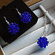 Pendant and earrings bead twin blue dress glossy, Jewelry Sets, Kaliningrad,  Фото №1