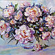 Oil painting peony flowers, bouquet of flowers in a vase, Pictures, Krasnodar,  Фото №1