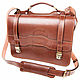 Men's leather briefcase 'Avantage' brown. Men\'s bag. Russian leather Guild. Online shopping on My Livemaster.  Фото №2