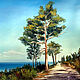  The sky. Sea. Pine. Original. Pastel, Pictures, St. Petersburg,  Фото №1