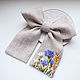 Bow - linen, embroidery Cornflowers, Daisies. Hairpins. annetka-ann (annetka-ann). My Livemaster. Фото №6