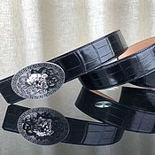 Обувь ручной работы handmade. Livemaster - original item Belt from the abdominal part of the crocodile skin, in black, under the order.. Handmade.