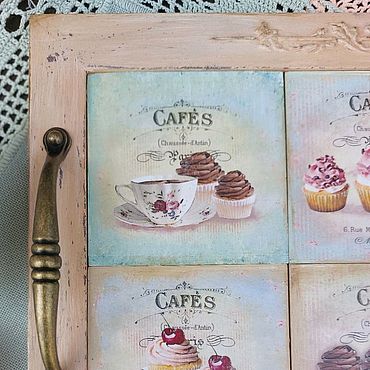Посуда ручной работы. Ярмарка Мастеров - ручная работа Поднос Cafes капкейки. Handmade.