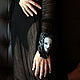 3D Браслет "Готическая маска" из натуральной кожи. Браслет из бусин. NEW&W. Ярмарка Мастеров.  Фото №4