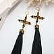 Earrings-brush: Golden cross. Tassel earrings. elena (luxus-stil). My Livemaster. Фото №6