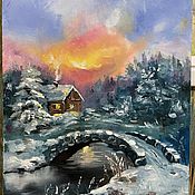 Картины и панно handmade. Livemaster - original item Oil painting/Canvas Winter Landscape. Handmade.