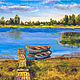 Картина "Пейзаж с лодками". Картины. Михаил Арт. Ярмарка Мастеров.  Фото №4