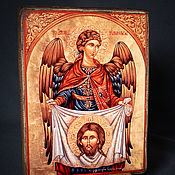Картины и панно handmade. Livemaster - original item Icon of the Archangel Michael with the image of the Saviour not made with hands. Handmade.