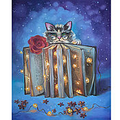 Картины и панно handmade. Livemaster - original item Oil painting with a cat 