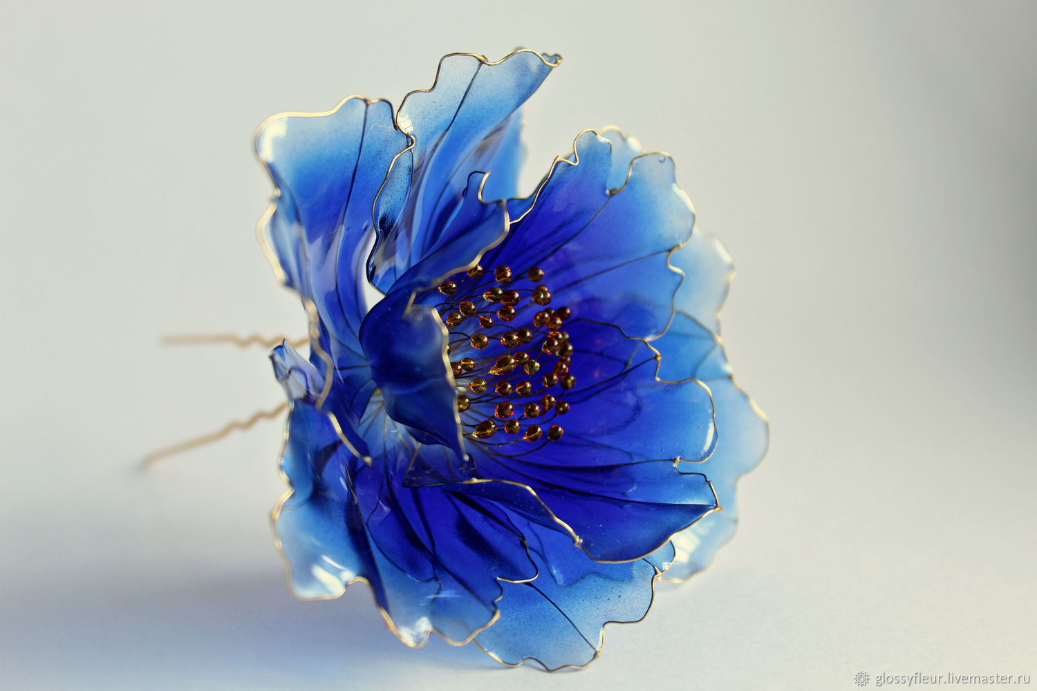 Hairpin big blue rose, Hairpins, Cheboksary,  Фото №1