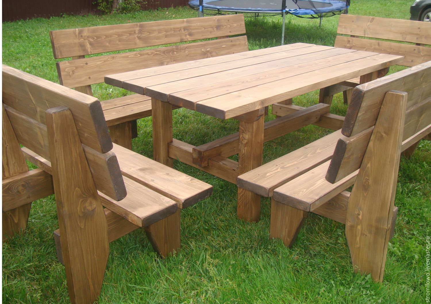 комплект деревянной мебели для дачи стол с лавками