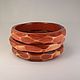 Decoration wooden Set of thin bangles Ethnic style Jewelry wood light terracotta
