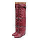 boots Python. Designer boots Givenchy Python skin. Women's fashion boots handmade. Red boots Python wedge. Womens boots Python. Fashionable boots from Python wedge.
