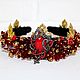 Red and gold Dolce headband crown Beaded tiara Red royal diadem, Headband, Moscow,  Фото №1