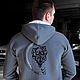 Men's grey wolf hoodie, zip-up hoodie with hood. Sweatshirts for men. Lara (EnigmaStyle). Online shopping on My Livemaster.  Фото №2
