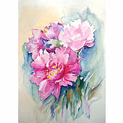 Картины и панно handmade. Livemaster - original item Painting flowers watercolor peonies. Handmade.