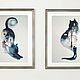Картины с котами Магия осенних вечеров диптих, Картины, Самара,  Фото №1