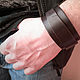Браслет кожаный мужской широкий Гризли. Браслет-манжета. Grizzly-leather. Интернет-магазин Ярмарка Мастеров.  Фото №2