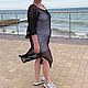 Платье - сетка пляжное вязаное черное. Платья. Вязаная мастерская GusLar. Ярмарка Мастеров.  Фото №8