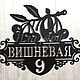 Адресная табличка "Вишневая". Таблички. ПлазАрт - декор из металла. Интернет-магазин Ярмарка Мастеров.  Фото №2