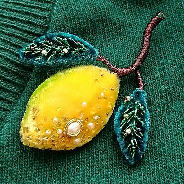 Украшения ручной работы. Ярмарка Мастеров - ручная работа Брошь  "Лимон ". Handmade.