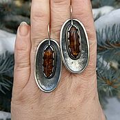 Украшения handmade. Livemaster - original item Sterling silver earrings. Earrings with amber. Silver earrings.. Handmade.