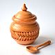 Carved wooden salt cellar with lid and spoon 'Cozy', Salt and pepper shakers, Moscow,  Фото №1