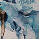 Pintura de la lona de la acuarela de la bailarina (azul blanco azul). Pictures. Pastelena. Ярмарка Мастеров.  Фото №4