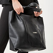 Сумки и аксессуары handmade. Livemaster - original item Tote Bag Leather Black Bag Package Shopper String Bag Trunk T Shirt Hobo. Handmade.