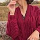 Длинный кардиган женский теплый трикотажный в цвете бордо. Кардиганы. Kardigan sviter - женский вязаный свитер кардиган. Ярмарка Мастеров.  Фото №7