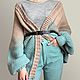 Women's knitted beige-turquoise cardigan with gradient. Cardigans. lfrisa. My Livemaster. Фото №5