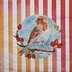 10pcs napkin for decoupage bird Sparrow on a branch, Napkins for decoupage, Moscow,  Фото №1