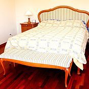 Для дома и интерьера handmade. Livemaster - original item 62. Bed made of solid cherry with carved headboard and textiles. Handmade.