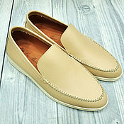 Обувь ручной работы handmade. Livemaster - original item Men`s loafers made of genuine calfskin, in beige color!. Handmade.
