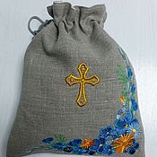 Подарки к праздникам handmade. Livemaster - original item Pouch for Holy bread. Linen, double-layered with embroidery. Handmade.
