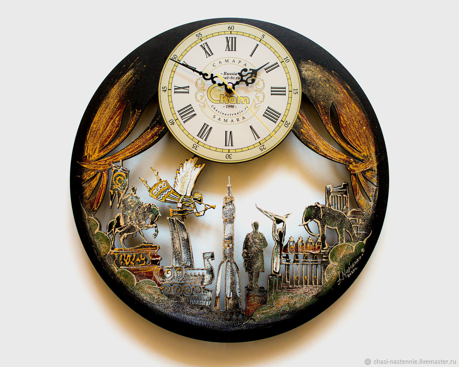 Часы Город Самара, оригинальные настенные часы из дерева купить в интернет-магазине Ярмарка Мастеров по цене 2625 ₽ – LOYCSRU