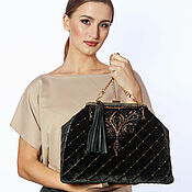 Сумки и аксессуары handmade. Livemaster - original item Bag with clasp black velvet. Clasp bag with embroidery. Handmade.
