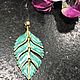 Pendant, Turquoise leaf pendant, Oriflame, Sweden. Vintage necklace. Dutch West - Indian Company. Online shopping on My Livemaster.  Фото №2