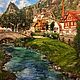 Oil painting of magnificent Switzerland against the background of mountains.Painting landscape. Pictures. sharaeva-elena. My Livemaster. Фото №4